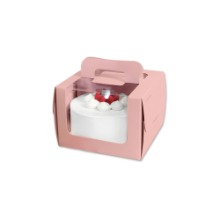 케이크박스(식품지/꺾인창문형/분홍색/1호)-CP